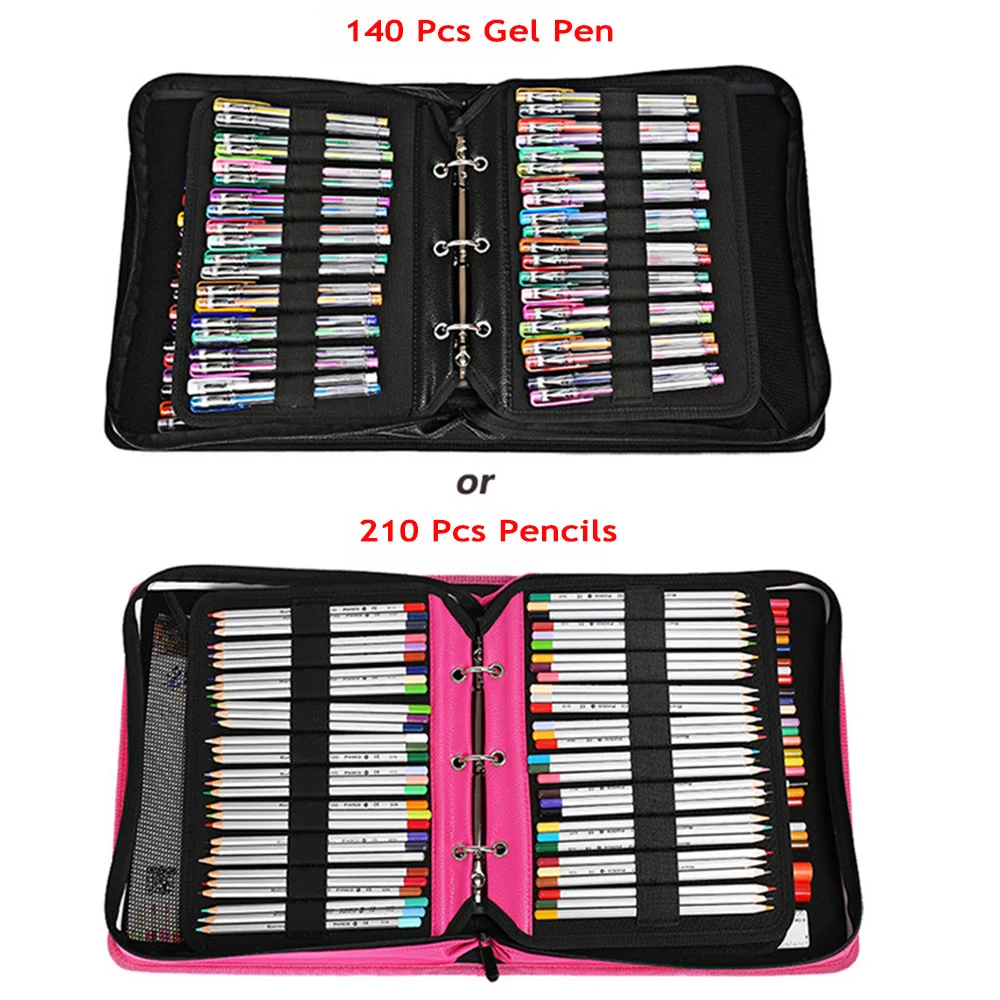 Luxury Pencil Case Professional Penal Big 210 Pencilcase or 140 Ballpoint Pen Box Removable Multi Cartridge Bag Stationery Kit