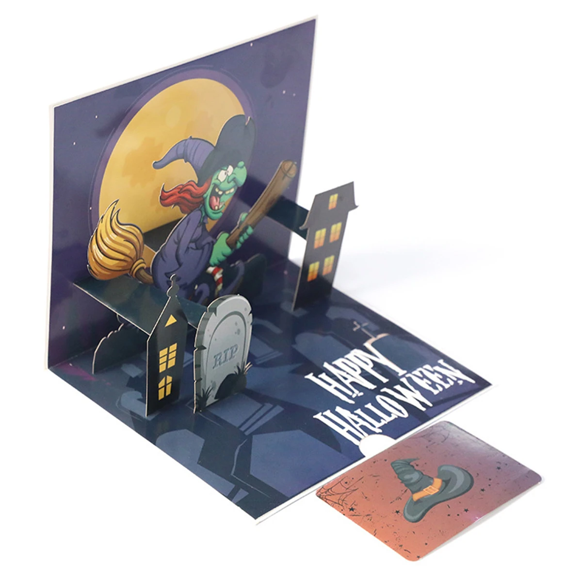  2019 2PCS Happy Halloween Witch Business Invitations Laser Cut 3D POP UP Greeting Folded Card Tri-F - 4000089928910