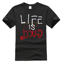 Новая брендовая мужская летняя хлопковая футболка с коротким рукавом LIFE IS GUCCY, брендовая мужская повседневная футболка