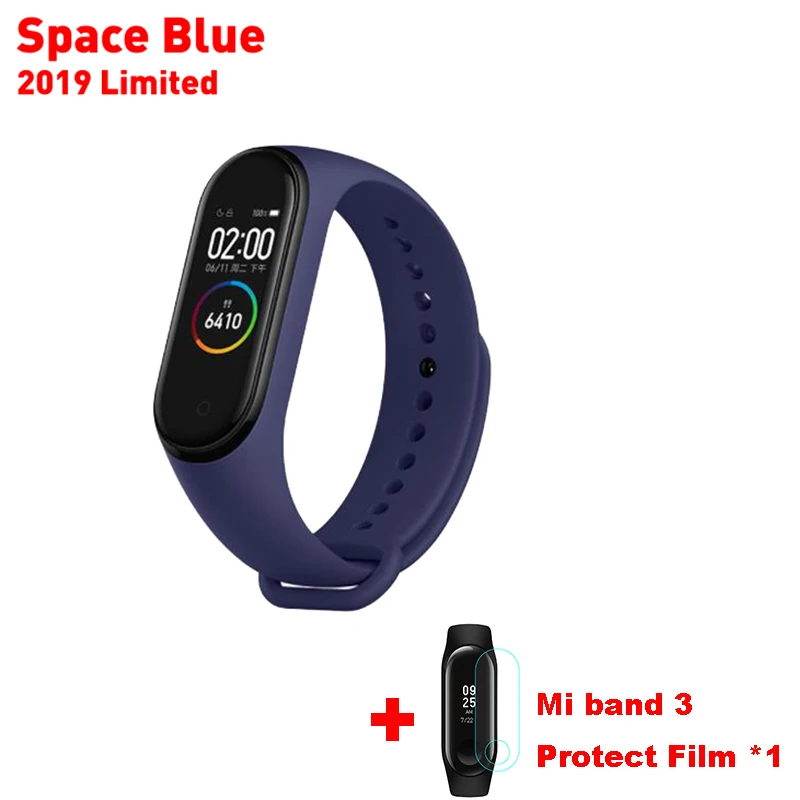 Space blue Mi band 3 силиконовый ремешок на запястье для оригинального Xiaomi mi Band 3 mi 3 умный сменный ремешок на запястье mi band 3 с защитой экрана - Цвет: Space blue