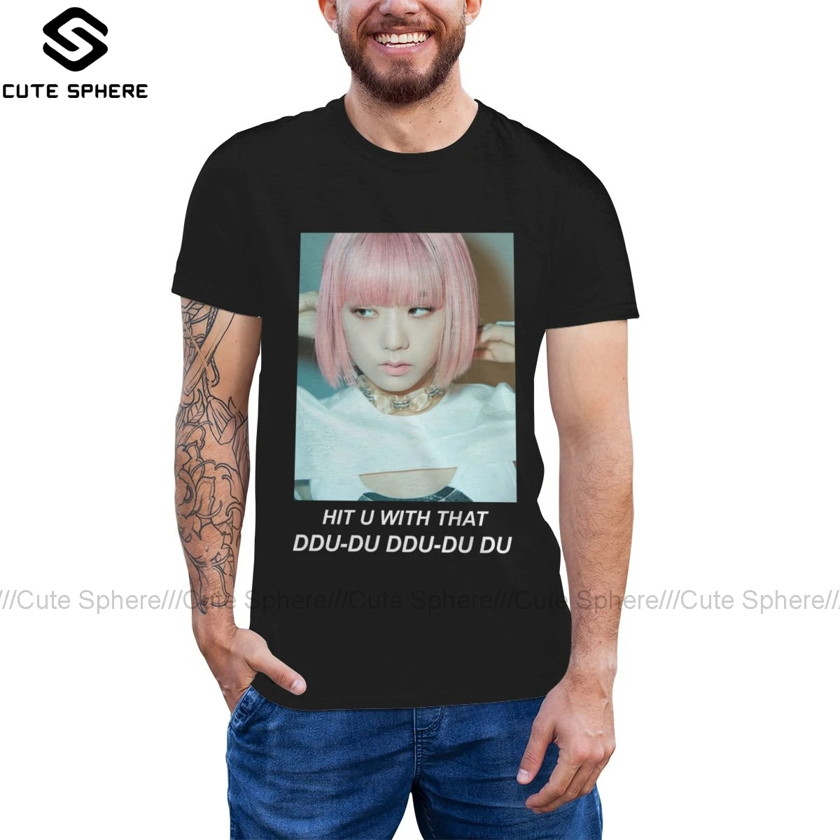 

Kpop Blackpink T Shirt Mr Jisoo Pink Wig T-Shirt Men 100 Cotton Tee Shirt Basic Oversize Short-Sleeve Tshirt