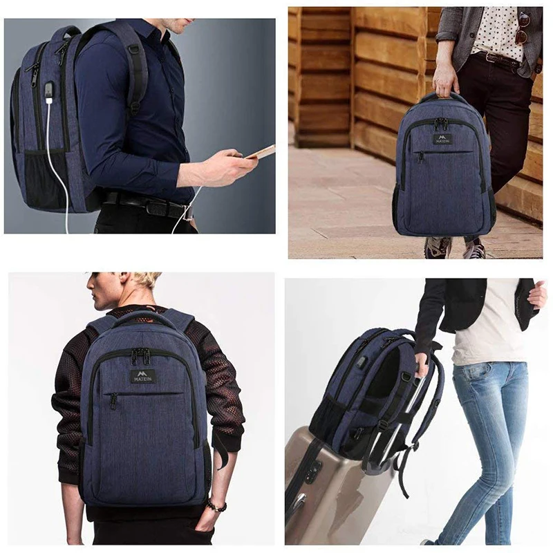 Matein, рюкзак с защитой от кражи, 15,6 дюймов, рюкзак для ноутбука, для женщин, мужчин, школьная сумка, женский, мужской, для путешествий, водонепроницаемый, рюкзак для путешествий
