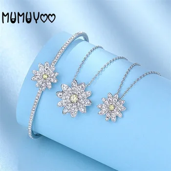 

High quality 2020 new swa yellow daisy female necklace small daisy flower shape necklace bracelet set jewelry