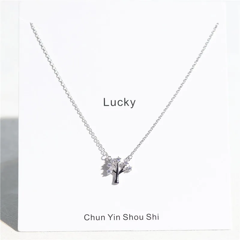 

Origional Accessories S925 Fine Silver Lucky Tree Women's Necklace Japanese Korean Fashion Network Red Elegant Students Choker S