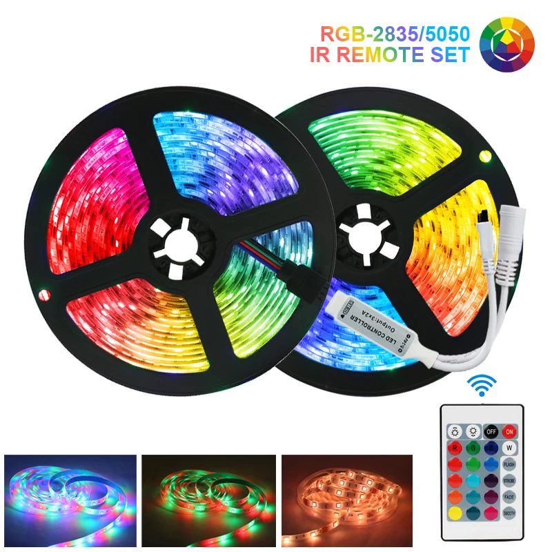

Waterproof LED Strip Lights Bluetooth WiFi Luces Led RGB5050 SMD2835 Flexible Tape Diode 5M10M15M DC12V Remote Control Lighting