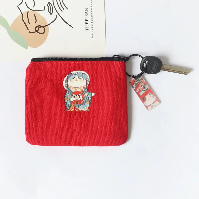 Floppa-monedero grande de lona con patrón personalizado, bolsa de  almacenamiento con logotipo de gato divertido, monedero para llaves -  AliExpress