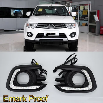 

1Pair Turn signal Yellow Flashing 12V Car LED Daytime Running Lights LED DRL Daylight E-mark Fog Lamp Cover for Pajero 2013~2015