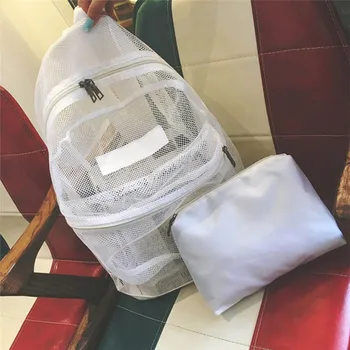 

New 2019 Women Men See Through Mesh Zipper Backpack Unisex Nylon Portable Padded Strap School Travel Composite Bag Fashion Style
