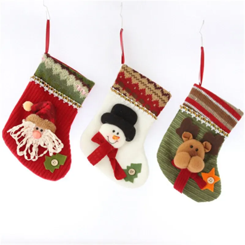 Christmas Stocking Gift Bag New Year Socks Santa Snowman Ornaments Christmas Pendant Home Party Navidad Decorations For Tree