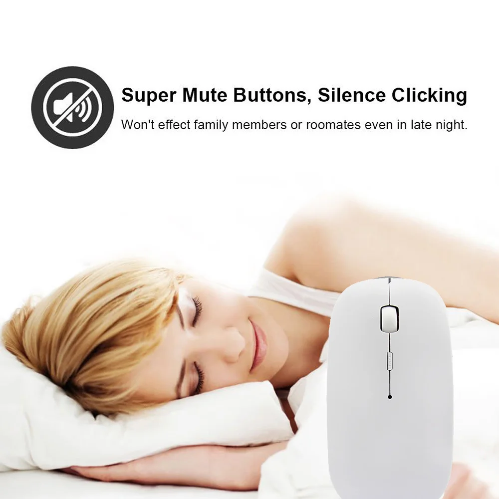 Wireless Rechargeable Silent Mouse Mini Optical Mute Mice 2.4Ghz 1600DPI Ergonomic Slim USB Mause For PC Computer Desktop Laptop