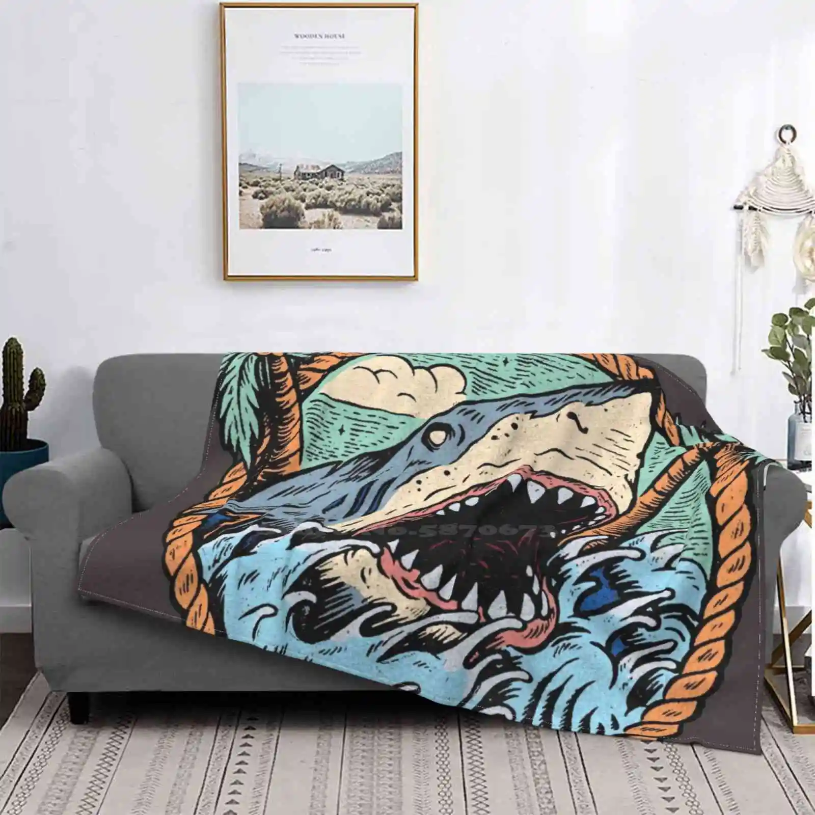 Shark Trend Style Funny Fashion Soft Throw Coperta Gym Training Sport Outdoor Camp Fitness French Puppy Dog Cat Kitten Motor