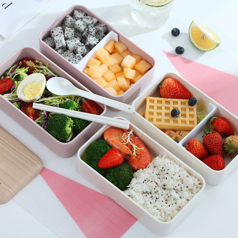 Портативный 2 слоя Ланч-бокс Bento коробки для пикника работы контейнер для еды Кемпинг