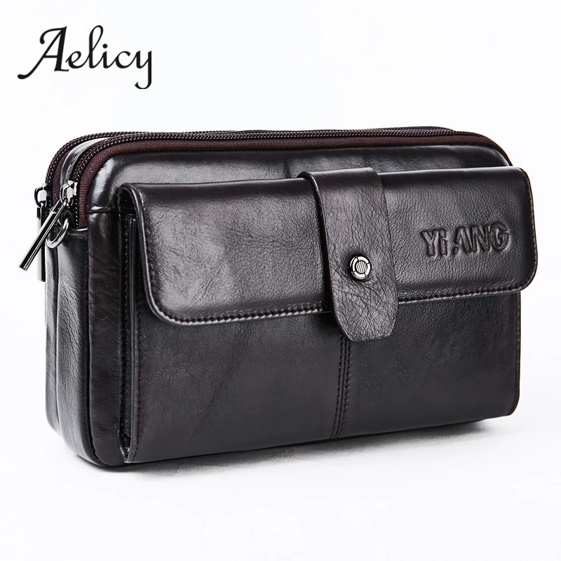 

Aelicy 2019 Genuine Leather Vintage Waist Packs Shoulder Bag Travel Men Small Phone Pouch Waist Bag Portable Men Belt Bag