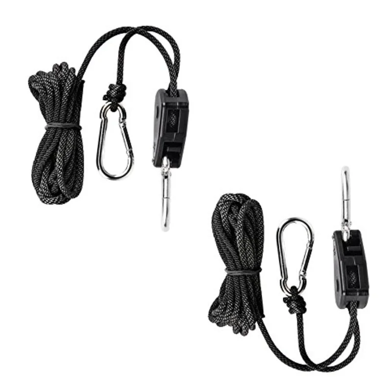 Rove Lachett 1/8 Inch Nylon Rope Lifter Lanyard with Ratchet Adjustable LED Grow Light Reflectors Hanging Pulley Hook Gardening