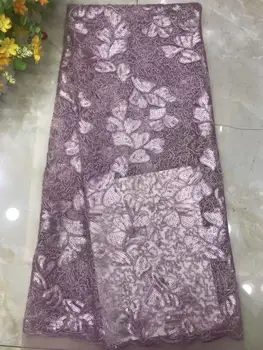 

High quality Nigeria Sequin embroidery lace fabric, hot sale 5 yards African Sequin lace fabric FFD109