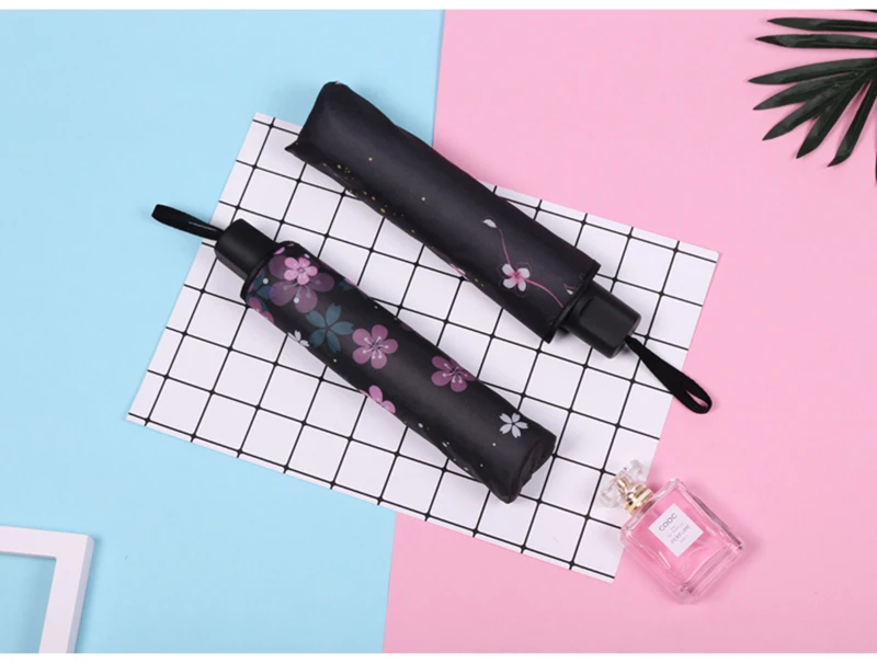Sakura small fresh ins girl heart folding goddess umbrella dual-use female sun umbrella wpc sunscreen UV protection25