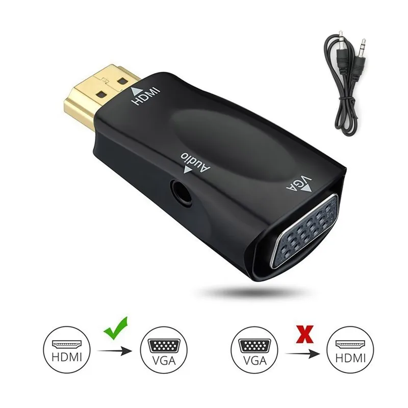 

Onvian HDMI to VGA Adapter Male to Female HD 1080P Audio Cable Converter for PC Laptop TV Box Display Projector