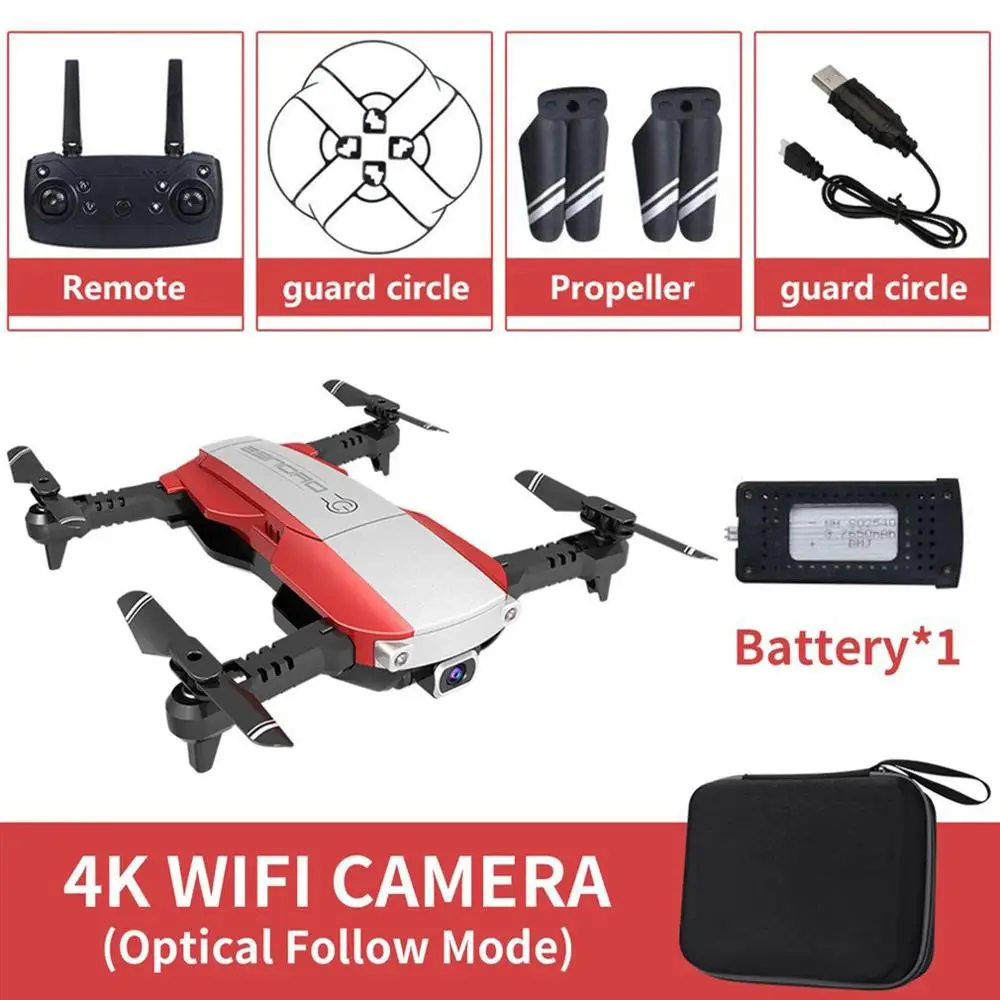 red LANSENXI-NVO складной 2,4 ГГц WiFi FPV Дрон 4K камера RC Дрон в режиме реального времени Трансмиссия самолет игрушка пульт дистанционного управления Самолет - Цвет: red