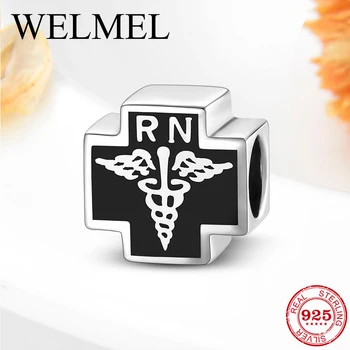 

Career symbol Registered Nurse Charms 925 Sterling Silver Bead Fit Original Pandora Charm Bracelet Bangles Cross Design Jewelry
