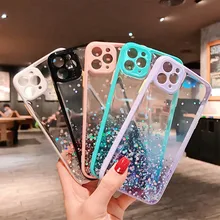 Kolor gradientu brokat cekiny etui na telefon dla iphone 11 Pro XS Max XR X 6 7 8 Plus SE 2020 12 epoksydowa przezroczysta tylna okładka