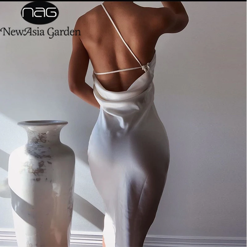NewAsia Backless Lace Up Sexy Dress Women One Shoulder Elegant Party Dress Sleeveless Straight Midi Dresses Club Outfits Clothes NewAsia Backless Lace Up Sexy Dress Women One Shoulder Elegant Party Dress Sleeveless Straight Midi Dresses Club Outfits Clothes