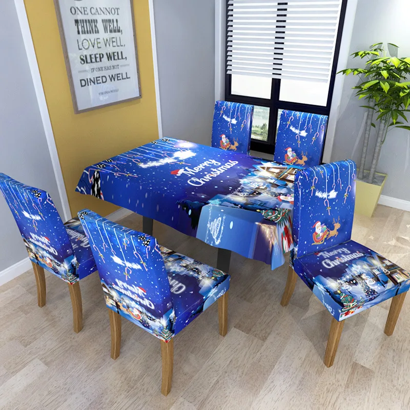 New Christmas Decorations Table Cloth Blue Dining Chair Cover Cartoon Printed Tea Table Cloth Dustproof Covers Xmas Tablecloth Tablecloths Aliexpress