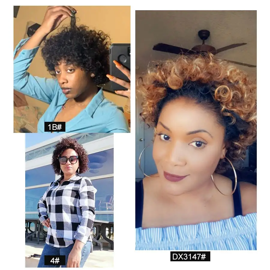 Rebecca Short Loose Curly Wigs For Black Women Peruvian Remy Bouncy Curly Human Hair Wigs 10 Color Free Shipping