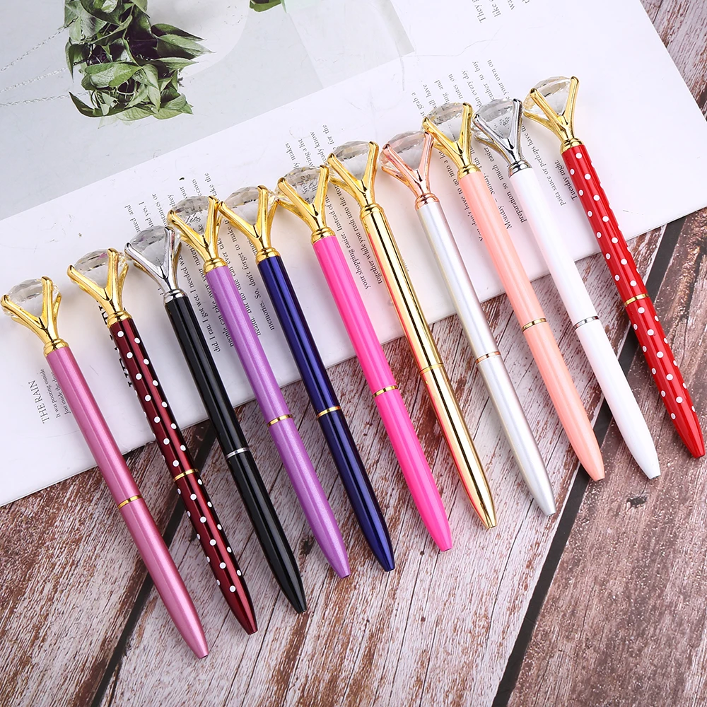 Cool Fancy Big Large Diamond Ballpoint Pen Ball Rollerball Back to School Office Thing Accessory Cute Stationery Pink Gold Blue |