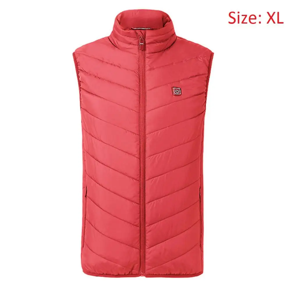 YL190903-RD1-XL Электрический жилет с подогревом для мужчин и женщин, теплый жилет с USB, зимняя теплая куртка с подогревом - Цвет: YL190903-RD1-XL