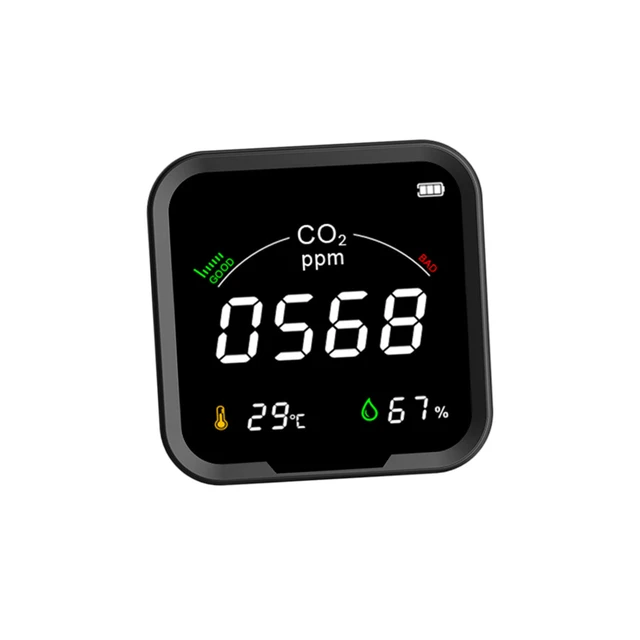 Détecteur de CO2 professionnel pour maison et bureau, 2400mah, température,  affichage en temps réel, 400-5000PPM - AliExpress