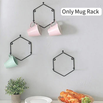 

3pcs/set Cup Display Iron Space Saving Mug Rack Wall Mounted Storage Holder Hexagon Shape Simple Kitchen Modern Hanging