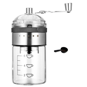 

Manual Coffee Grinder with Adjustable,Portable Hand Crank Coffee Bean Mill for Home Use,Camping with Spoon