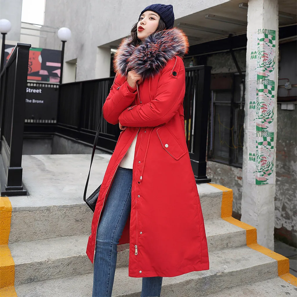 Зимняя женская теплая куртка стиль Мода с капюшоном утолщение хлопок полосатый каждодневный свободный большой размер женские парки# J30
