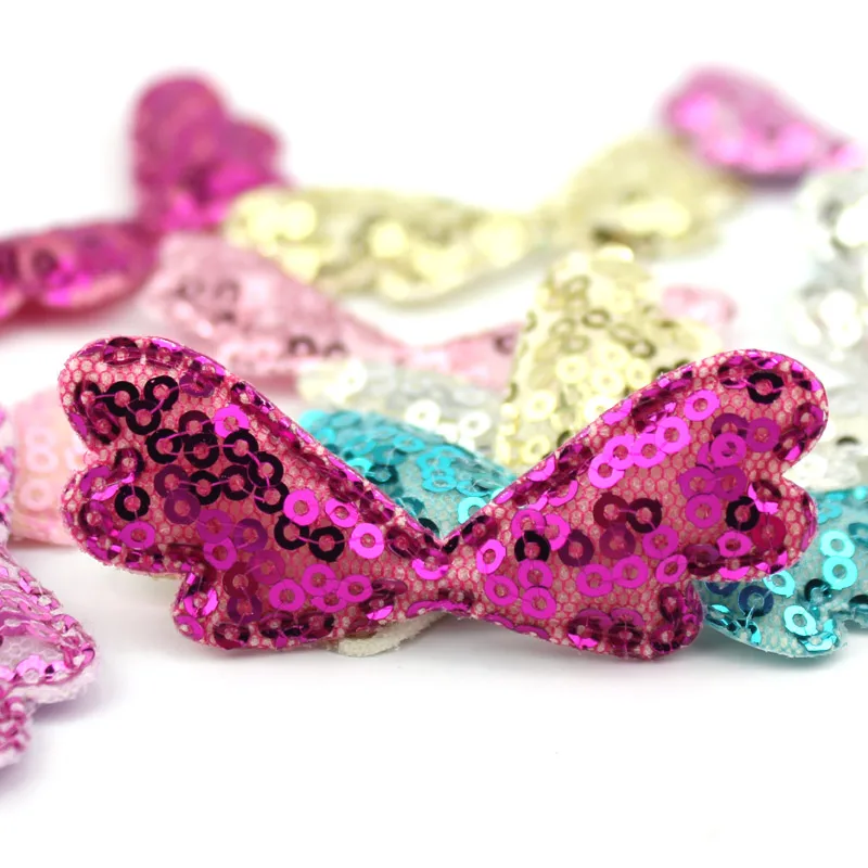 35pcs 3*6cm Glitter Sequins Butterfly Shape Padded Appliques For Diy