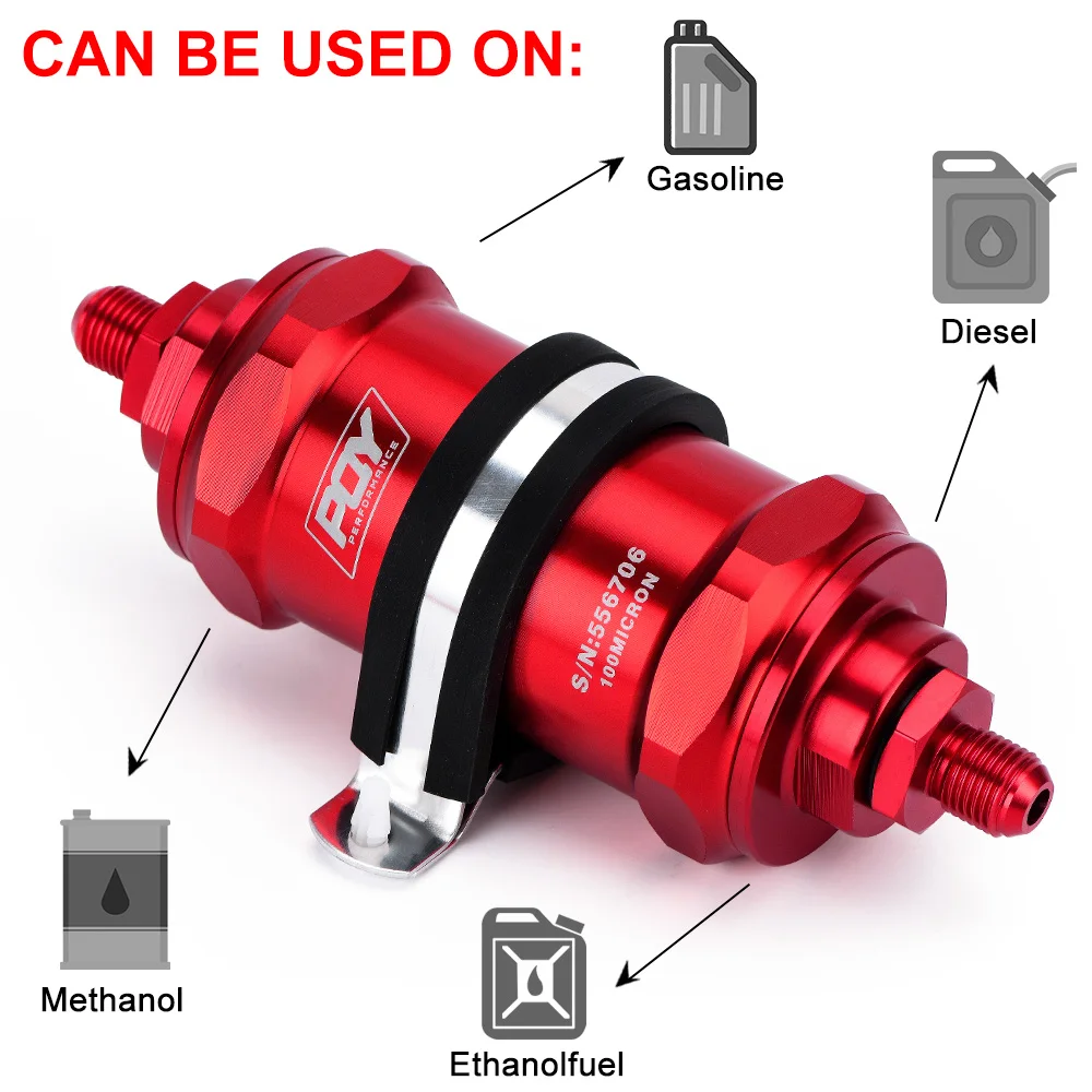 Hypertune AN6 / AN8 AN10 Inline PQY топливный фильтр E85 этанол с 100 микрон элемент из нержавеющей
