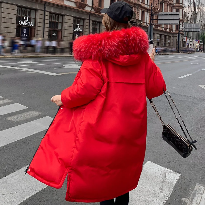 Двухстороннее пуховое новое зимнее тонкое пальто женский хлопковый капюшон с подкладкой куртка средней длины Повседневная парка размера плюс 3XL зимняя верхняя одежда