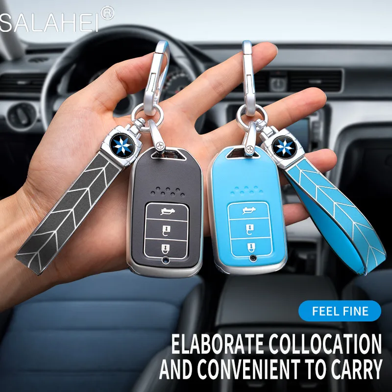 Suede Leather TPU Key Fob Case Cover Holder For Honda Civic Accord CRV HRV Pilot