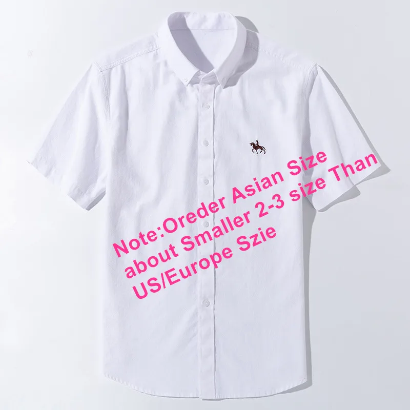 Summer Oxford Cotton Men Shirt Short Sleeve Social Casual Solid Formal Comfort Button-down Official work Dress shirt