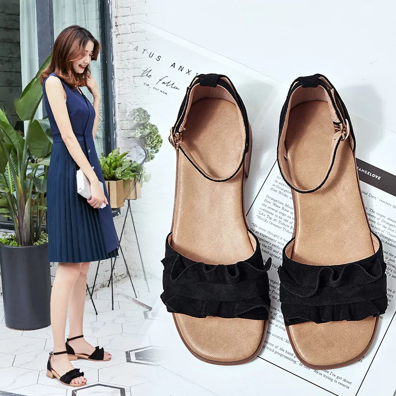 

Sandals Women's Fairy Wind INS Fashion 2019 New Style Late Late Flat A- line with Net Red Students Versatile Summer Shoe