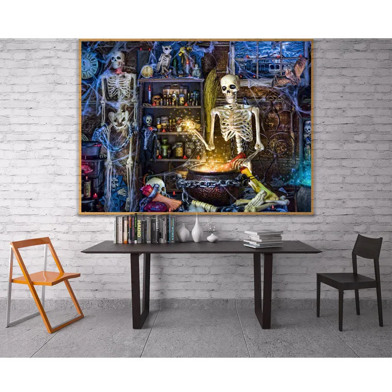 Diy 5D halloween skull house Full Diamond Painting cross stitch kits art High Quality witch 3D paint by diamonds | Дом и сад