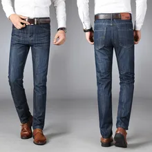 Новые английские деловые джинсы мужские офисные классические синие модные мужские джинсовые брюки больших размеров 28-40 Длинные мужские брюки
