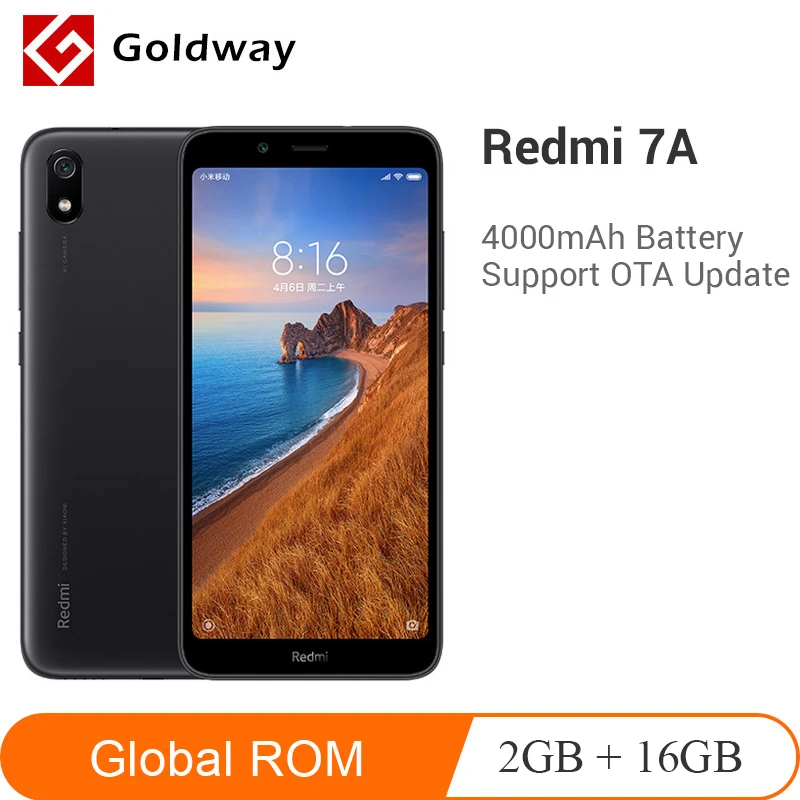 Смартфон Xiaomi Redmi 7A 7 A с глобальной прошивкой, 16 Гб ПЗУ, 2 Гб, Восьмиядерный процессор Snapdargon 439, экран 5,45 дюйма, 4000 мАч, камера 13 МП, мобильный телефон