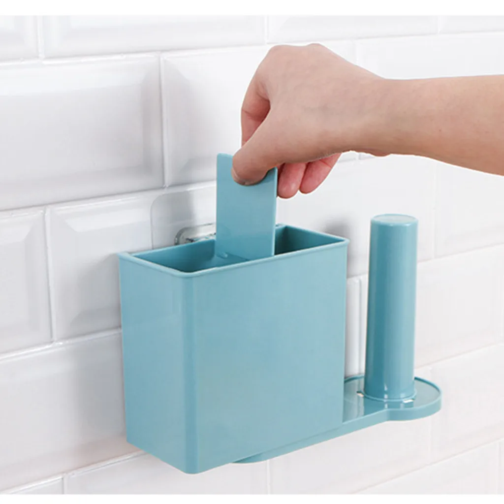 Suction Wall Kitchen Storage Organizer Film Tableware Storage Rack Paper Kitche Multifunction Storage Racks Kitchen Accessories