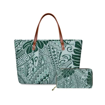

Polynesian Traditional Tribal Custom mode Tribe Design Luxury Shoulder Bags 2pcs/set Purse Wallets for Women Travel Handbags