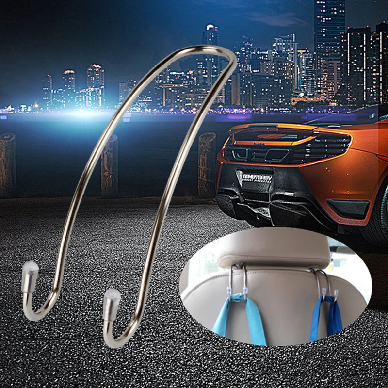 

Multi-Functional Stainless Steel Hook Hidden Utility Vehicle On The Car Seat Back Hook Purse Cloth Grocery Storage Auto Fastener