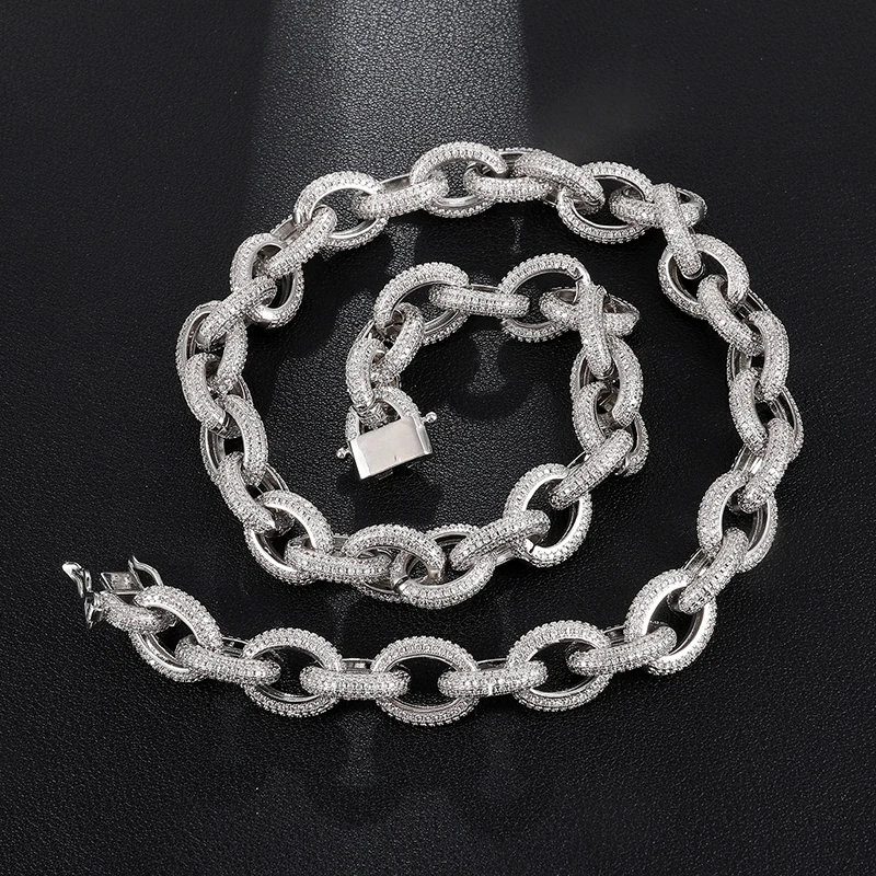 12MM Iced Out AAA CZ Twisted Oval Cuban 