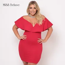 Алиэкспресс Европа и Америка Большой размер платье жира Mm2019 Летний Стиль оборками сексуальное вязаное платье-футляр