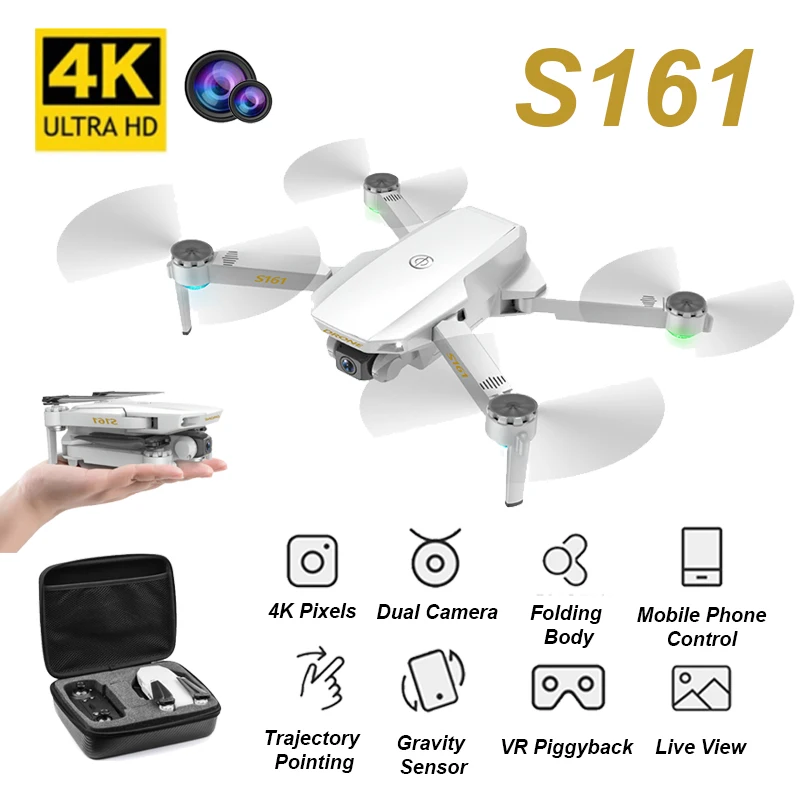 CSJ S161 камера Дрон 4K HD складной Квадрокоптер один ключ возврат FPV RC вертолет
