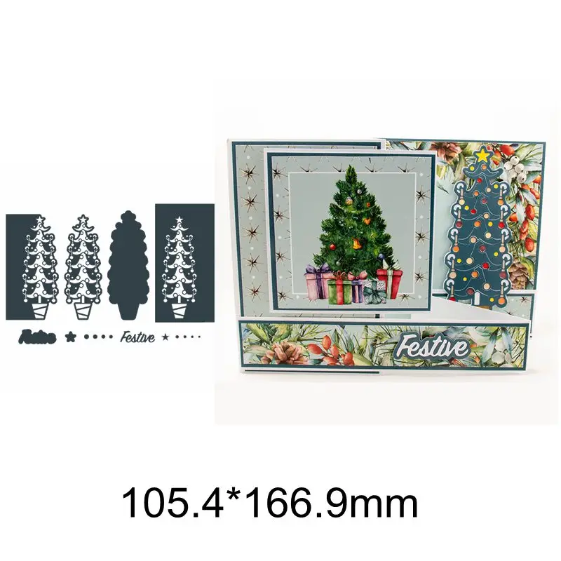 

12-Piece Set Merry Christmas Layered Tree Festive Metal Cutting Dies Hot Selling Scrapbooking Paper Cards New Dies 2019 DIY New