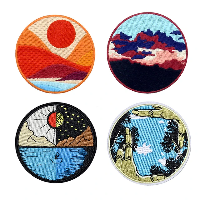 Scenery Sun Cute Iron On Patches For Clothes Handmade Sewing Patterns Embroidered Applique Patch On Clothes Stickers Vintage 23
